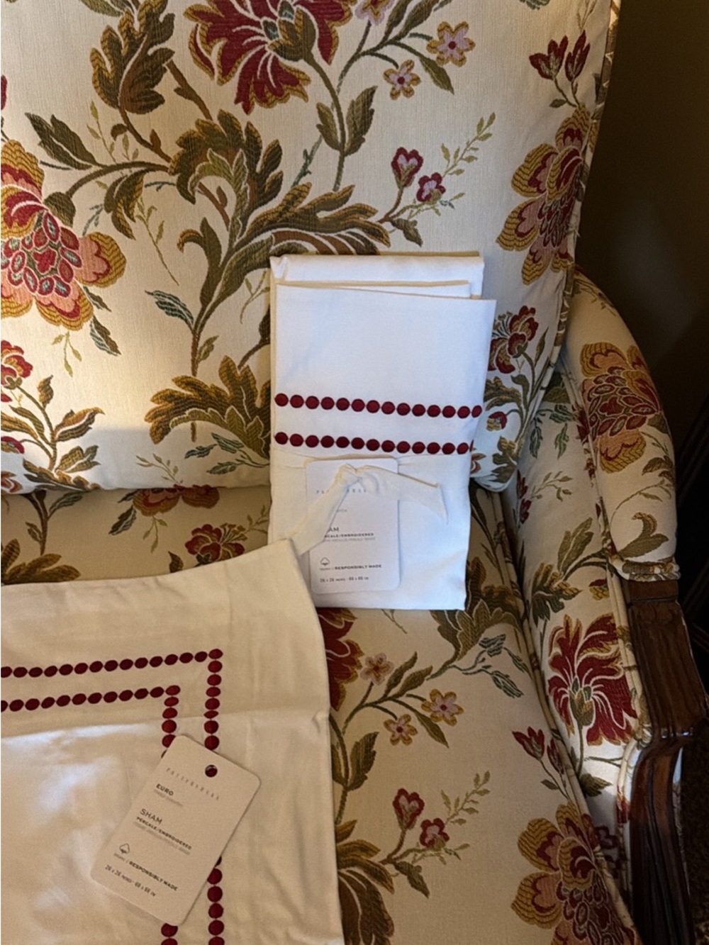 Pottery Barn Embroidered Shams NWT